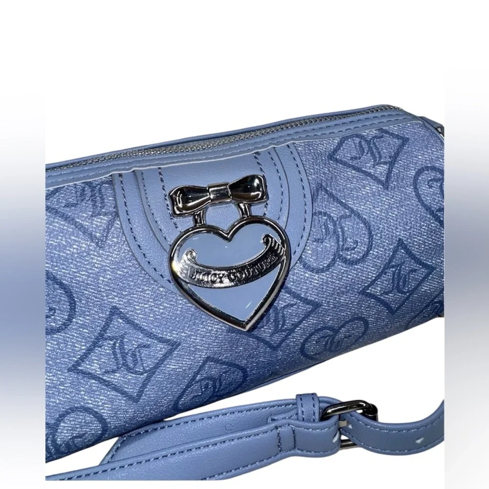 Juicy Couture Slate Blue /Silver Precious Moments Roll Barrel Bag Crossbody  NWT